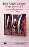 OBRA POETICA 2. MATERIAL MEMORIA (1977-1992)