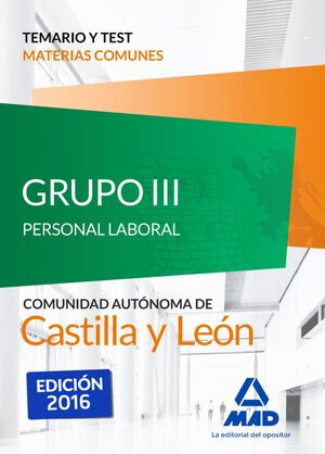 GRUPO 3 PERSONAL LABORAL TEMARIO Y TEST CASTILLA Y LEON